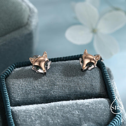 Fox Head Stud Earrings in Sterling Silver - Animal Stud Earrings - Cute, Fun, Whimsical