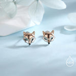 Fox Head Stud Earrings in Sterling Silver - Animal Stud Earrings - Cute, Fun, Whimsical