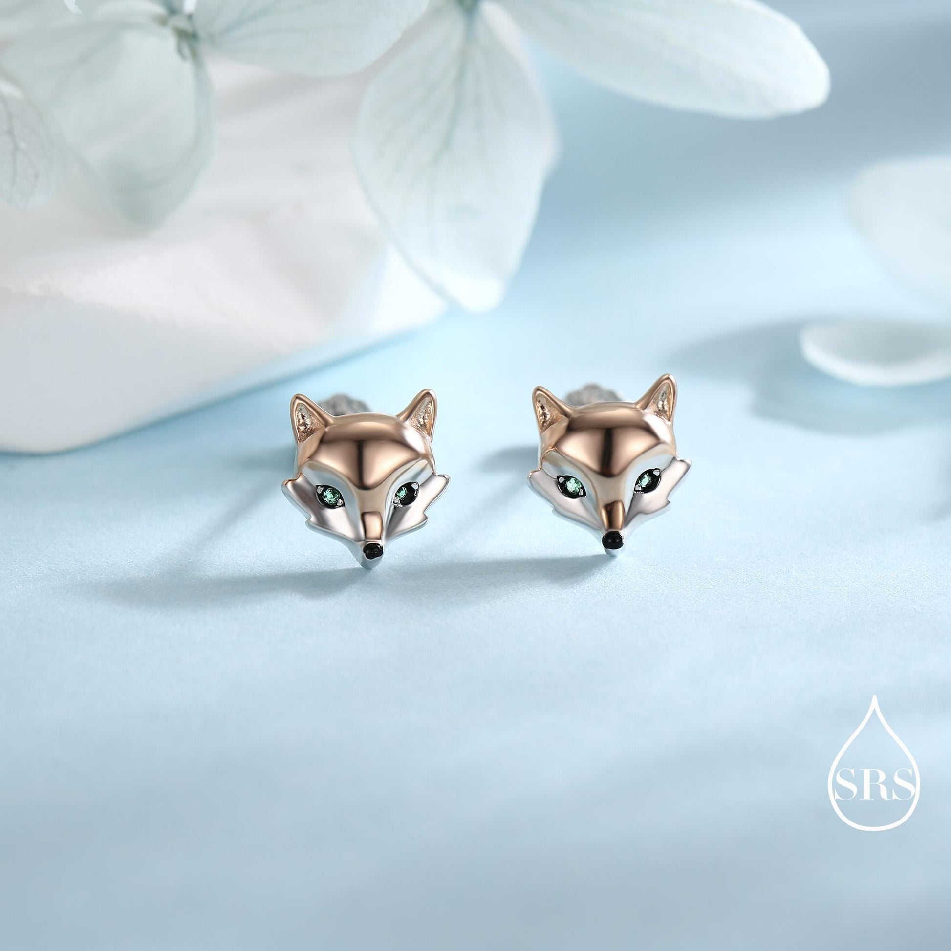 Fox Head Stud Earrings in Sterling Silver - Animal Stud Earrings - Cute, Fun, Whimsical