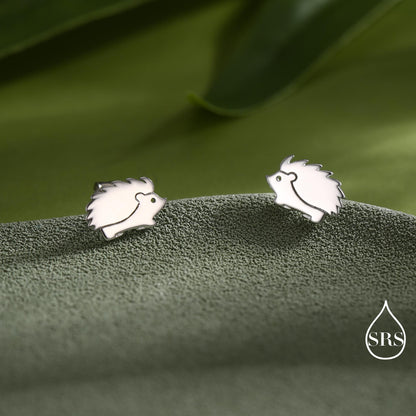 Hedgehog Stud Earrings in Sterling Silver, Silver or Gold, Cute Fun and Quirky Animal Jewellery, Woodland Inspired.