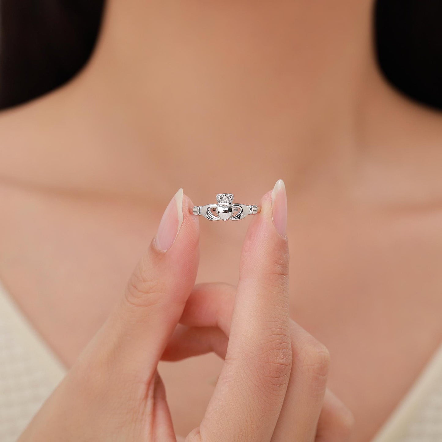 Sterling Silver Claddagh Ring, Traditional Irish Ring US 5 - 8, Delicate Celtic Symbol Jewellery