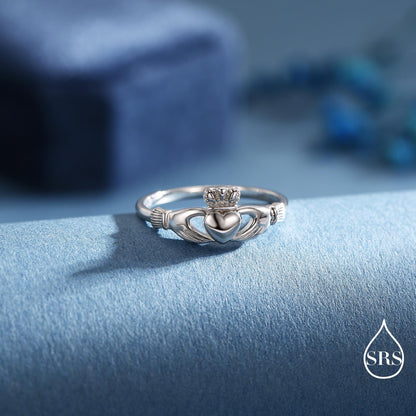 Sterling Silver Claddagh Ring, Traditional Irish Ring US 5 - 8, Delicate Celtic Symbol Jewellery