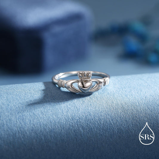Sterling Silver Claddagh Ring, Traditional Irish Ring US 5 - 8, Delicate Celtic Symbol Jewellery