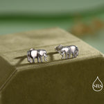 Cute Elephant Stud Earrings in Sterling Silver, Cute Dainty Animal Stud