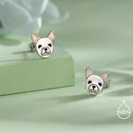 French Bulldog Stud Earrings in Sterling Silver - Dog Stud Earrings -Pet Lover - Cute, Fun, Whimsical