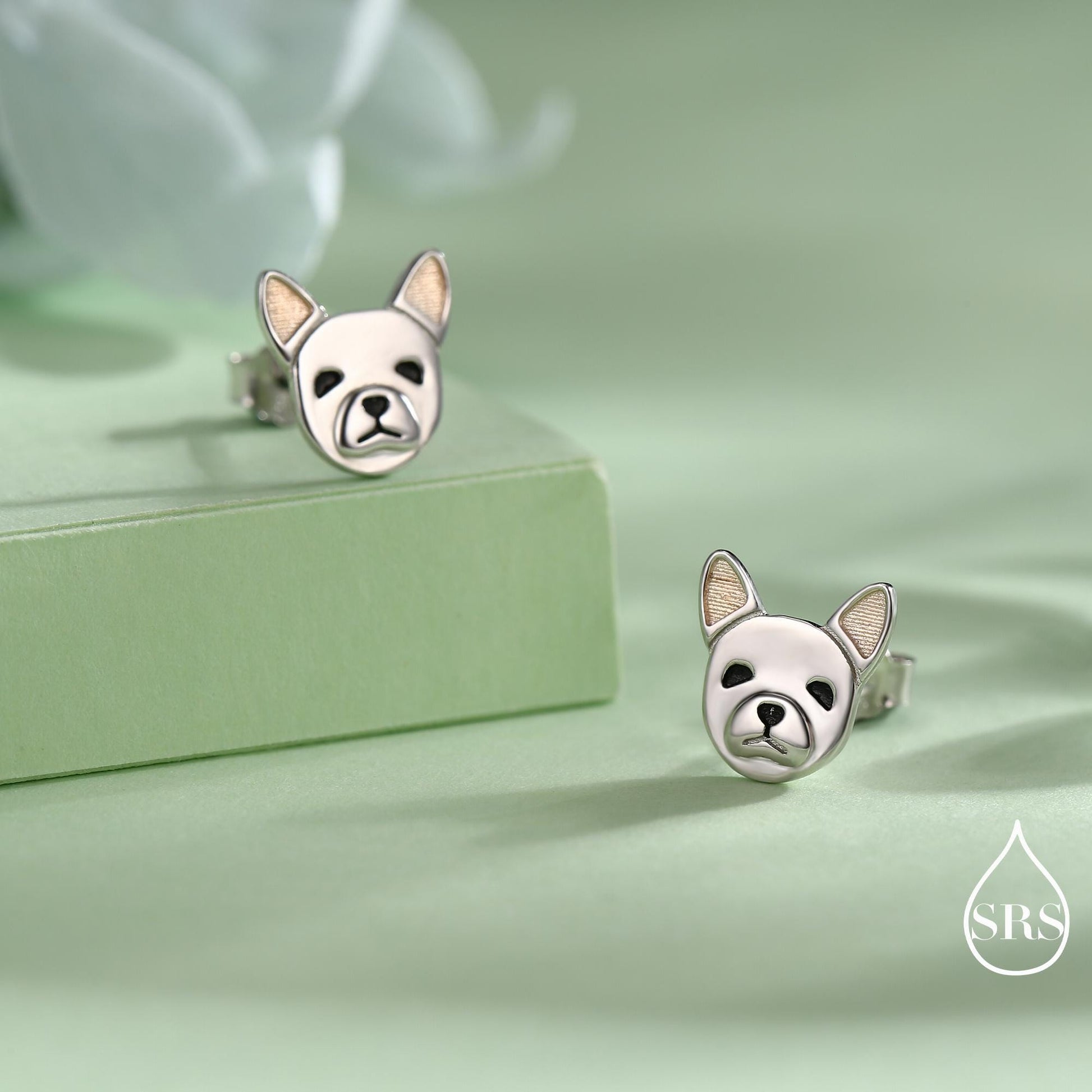 French Bulldog Stud Earrings in Sterling Silver - Dog Stud Earrings -Pet Lover - Cute, Fun, Whimsical