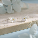 Sterling Silver Forget-me-not Flower Stud Earrings, Nature Inspired Blossom Earrings, Cute and Quirky