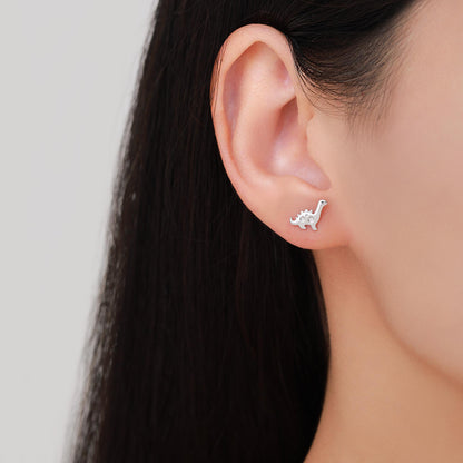Cute Dinosaur Stud Earrings in Sterling Silver, Brachiosaurus Stud Earrings, Brontosaurus, Edmontosaurus, Diplodocus