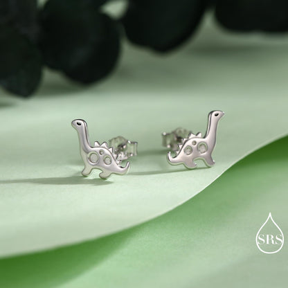Cute Dinosaur Stud Earrings in Sterling Silver, Brachiosaurus Stud Earrings, Brontosaurus, Edmontosaurus, Diplodocus