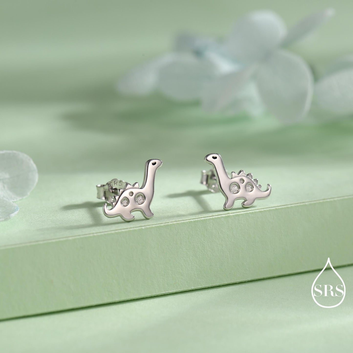 Cute Dinosaur Stud Earrings in Sterling Silver, Brachiosaurus Stud Earrings, Brontosaurus, Edmontosaurus, Diplodocus