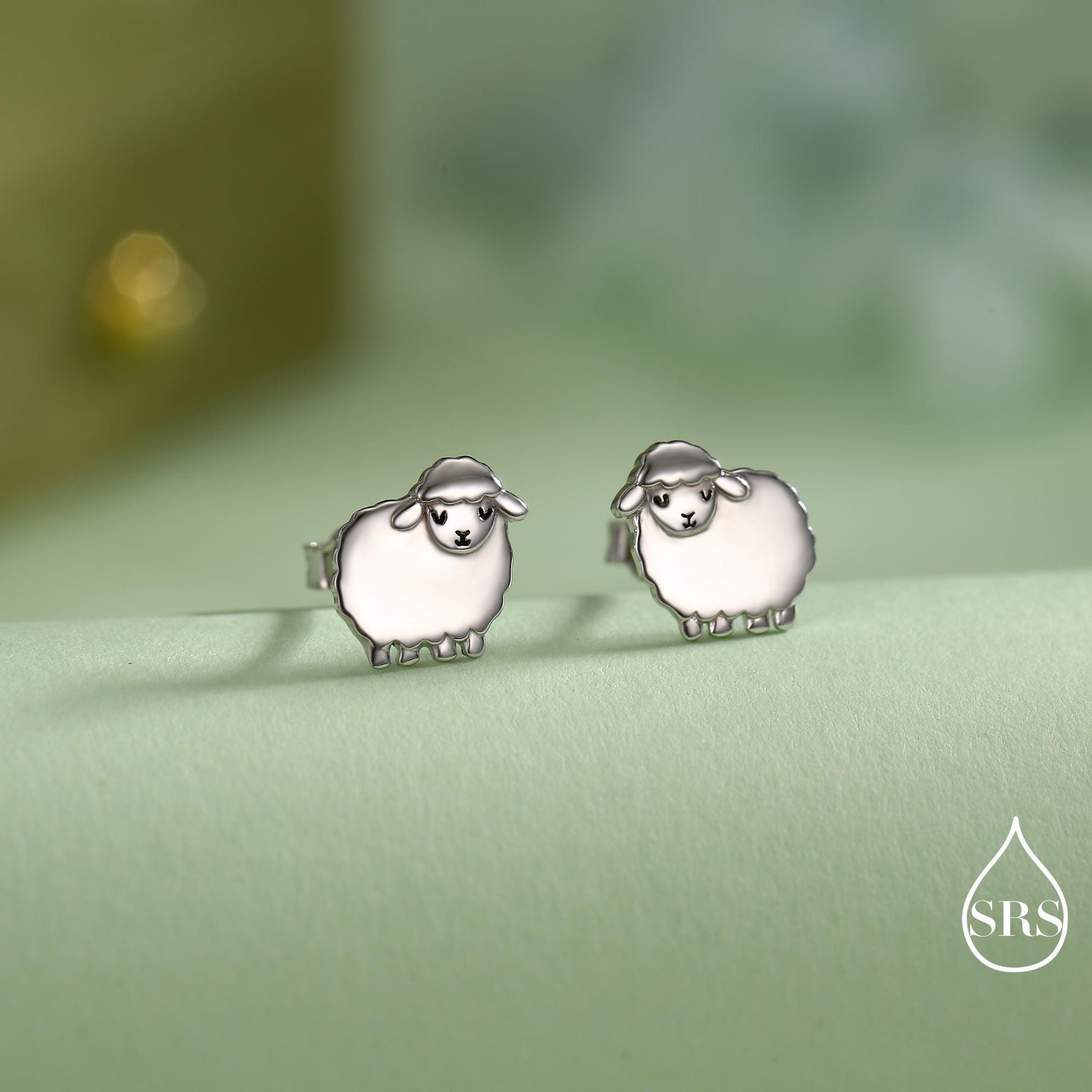 Sheep stud earrings in Sterling Silver, Fluffy Sheep Earrings, Nature Inspired, Pet Lover