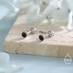 3mm Black Opal Screw Back Earrings in Sterling Silver, Small Opal Stud, Comsic Black Opal Screw Back Earrings, Fire Opal
