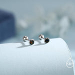 3mm Black Opal Screw Back Earrings in Sterling Silver, Small Opal Stud, Comsic Black Opal Screw Back Earrings, Fire Opal