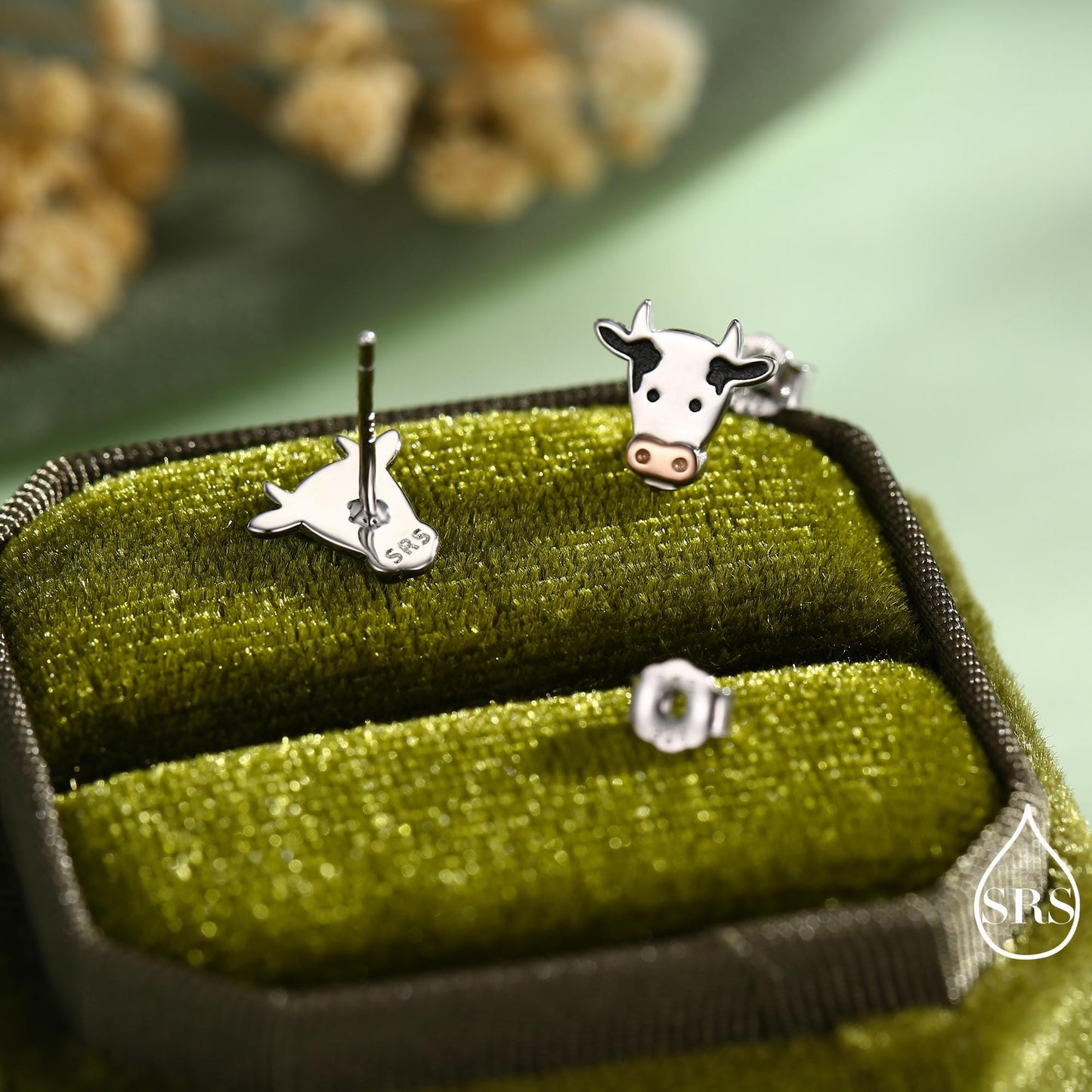 Dairy Cow Stud Earrings in Sterling Silver - Farm Animal Stud Earrings - Cute, Fun, Whimsical