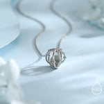Planet Necklace in Sterling Silver with Labradorite, Saturn Necklace, Space Necklace