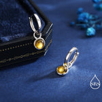 Genuine Citrine Hoop Earrings in Sterling Silver, Detachable Yellow Citrine Coin Dangle Hoop Earrings, Interchangeable, November Birthstone