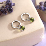 Genuine Peridot Hoop Earrings in Sterling Silver, Detachable Green Peridot Coin Dangle Hoop Earrings, Interchangeable, August Birthstone