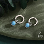 Sterling Silver Dangling Blue Turquoise Hoop Earrings, Detachable Turquoise Coin Dangle Hoop Earrings, Silver or Gold, Interchangeable