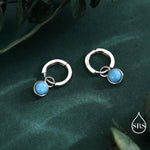 Sterling Silver Dangling Blue Turquoise Hoop Earrings, Detachable Turquoise Coin Dangle Hoop Earrings, Silver or Gold, Interchangeable