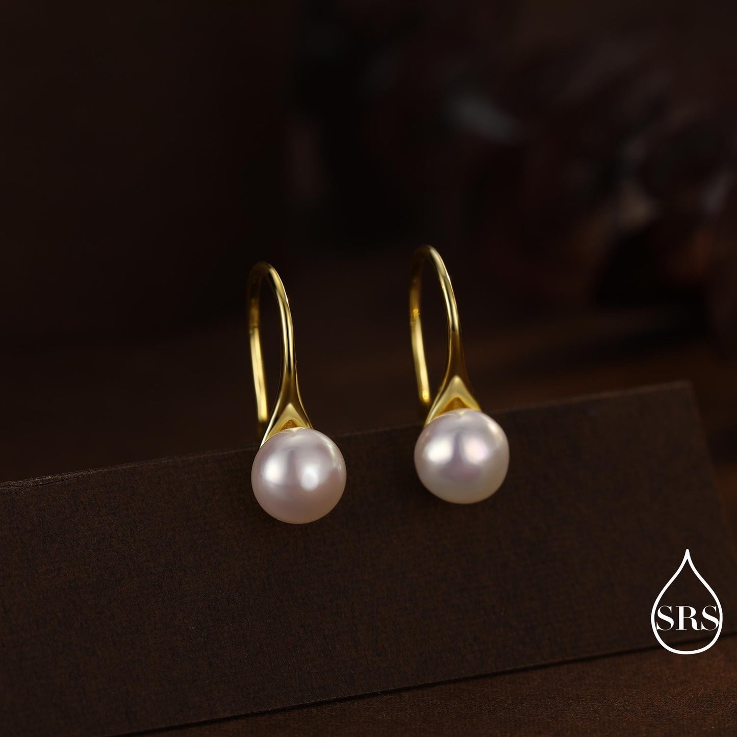 Genuine Freshwater Pearl Hook Earrings in Sterling Silver, Natural Freshwater Pearls, Silver or Gold, Ivory Pearl