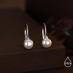 Genuine Freshwater Pearl Hook Earrings in Sterling Silver, Natural Freshwater Pearls, Silver or Gold, Ivory Pearl