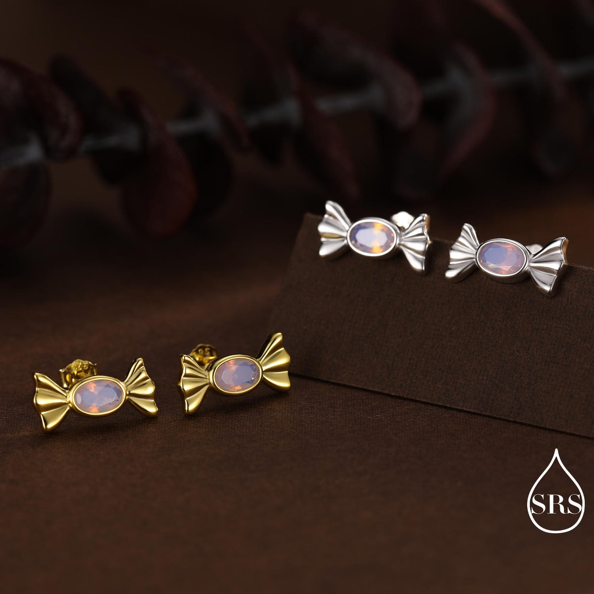 CZ Candy Stud Earrings in Sterling Silver, Silver or Gold Finish, Three CZ Colours, Small Candy Sweet Earrings