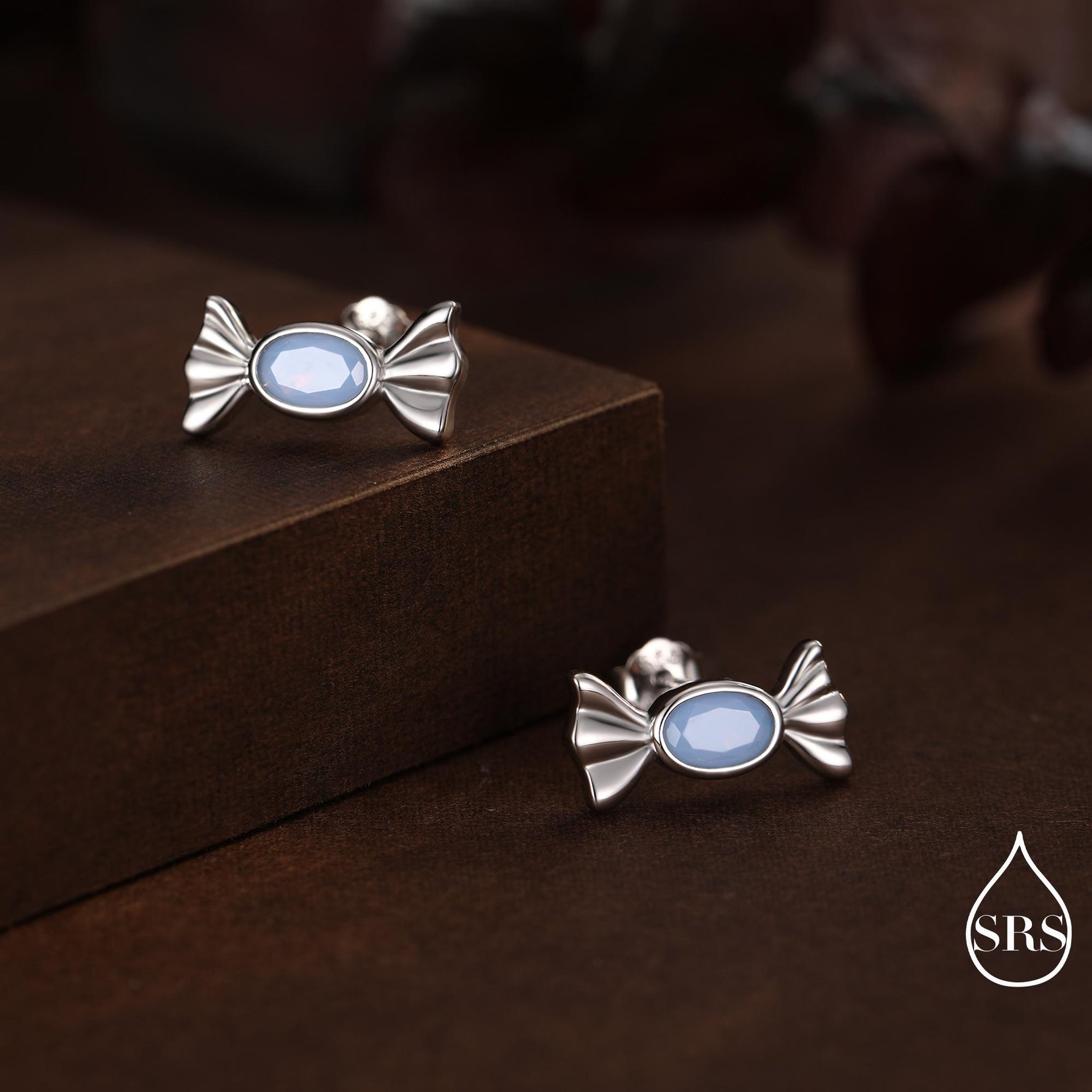 CZ Candy Stud Earrings in Sterling Silver, Silver or Gold Finish, Three CZ Colours, Small Candy Sweet Earrings