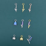 Sterling Silver Enamel Flower Charms for Hoop Earrings, Lavender, Bluebell and Lily of the Valley Charms for Huggie Hoops