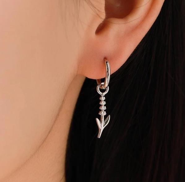 Sterling Silver Enamel Flower Charms for Hoop Earrings, Lavender, Bluebell and Lily of the Valley Charms for Huggie Hoops