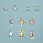 CZ Flower and Lab Moonstone Flower Charms for Huggie Hoops in Sterling Silver, Nature-Inspired Botanical Charms for Hoops Earrings