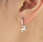 Horse and Horse Shoe Charms for Huggie Hoops in Sterling Silver, Sold as a Pair, Animal Charms for Hoops, Silver or Gold or Rose Gold