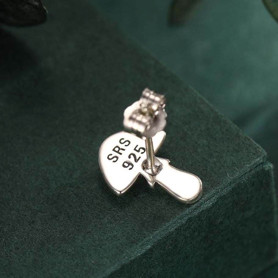 Mismatched Mushroom and Hedgehog Stud Earrings in Sterling Silver, Silver or Gold Finish, Oxidised Small Hedgehog and Mushroom Earrings