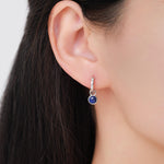 Semi-Precious Gemstone Cabochon Hoop Earrings in Sterling Silver, Detachable Natural Stone Coin Dangle Hoop Earrings, Interchangeable