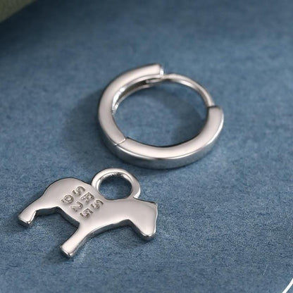 Sterling Silver Zebra Dangle Hoop Earrings, Silver or Gold, Zebra Huggie Hoops, Interchangeable Charms, Detachable