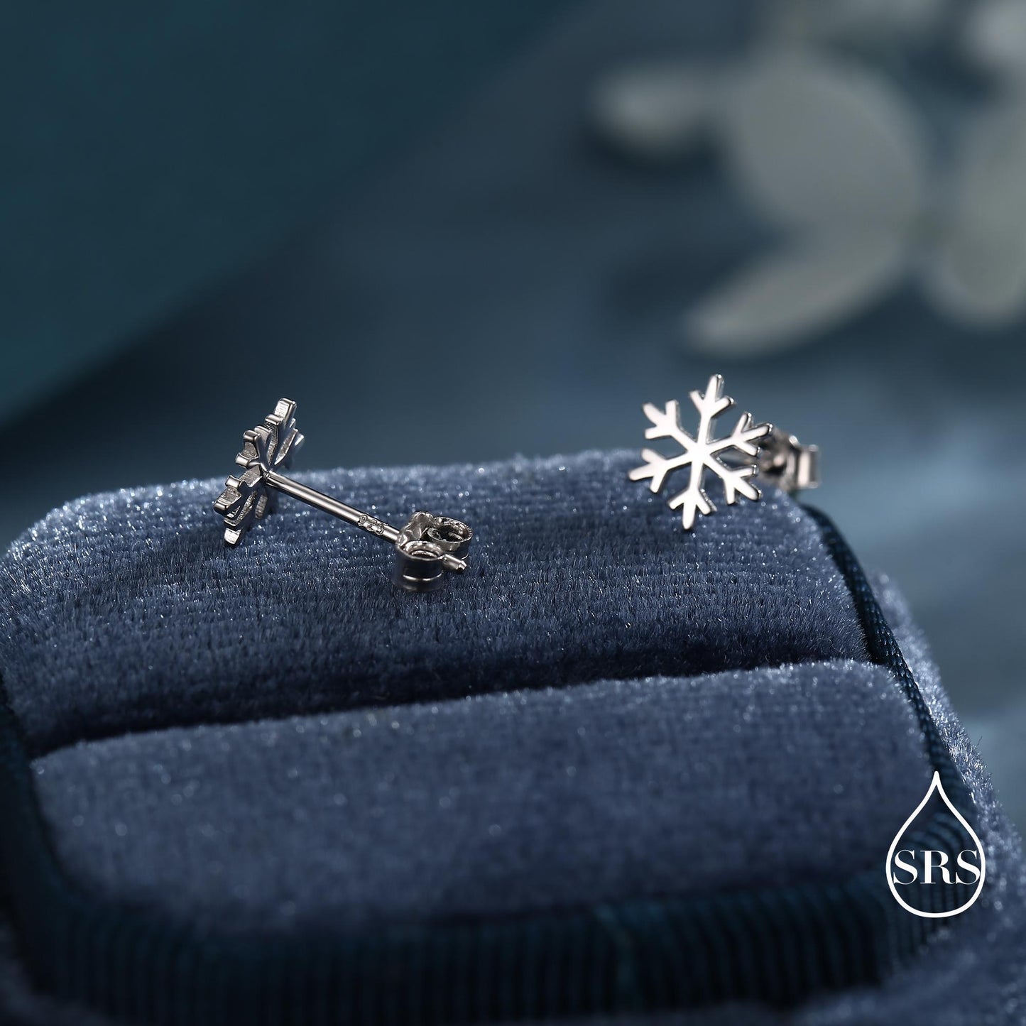 Snowflake Stud Earrings in Sterling Silver, Snow Earrings, Available in Three Finishes - Silver, Gold and Rose Gold, Dainty Snowflake