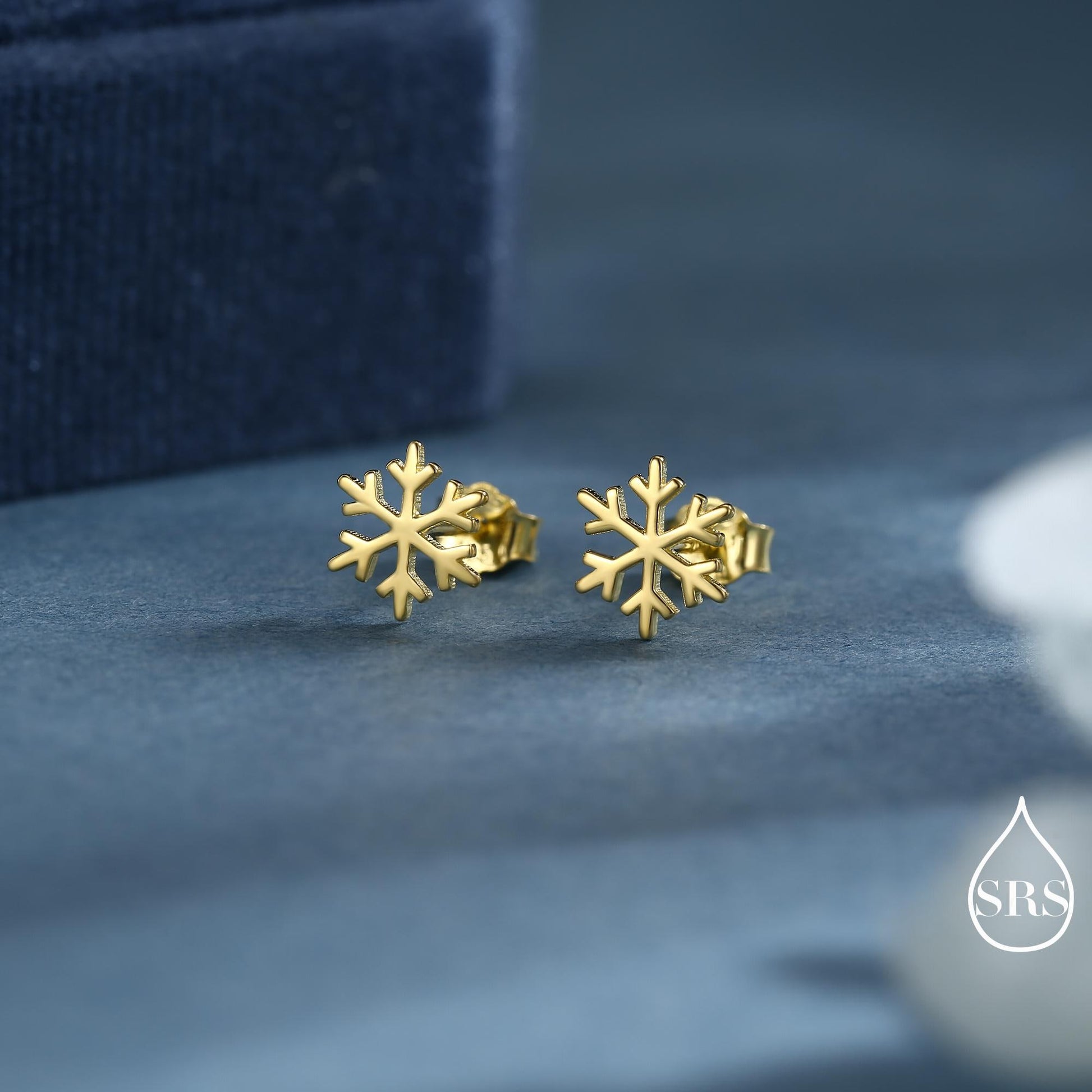 Snowflake Stud Earrings in Sterling Silver, Snow Earrings, Available in Three Finishes - Silver, Gold and Rose Gold, Dainty Snowflake