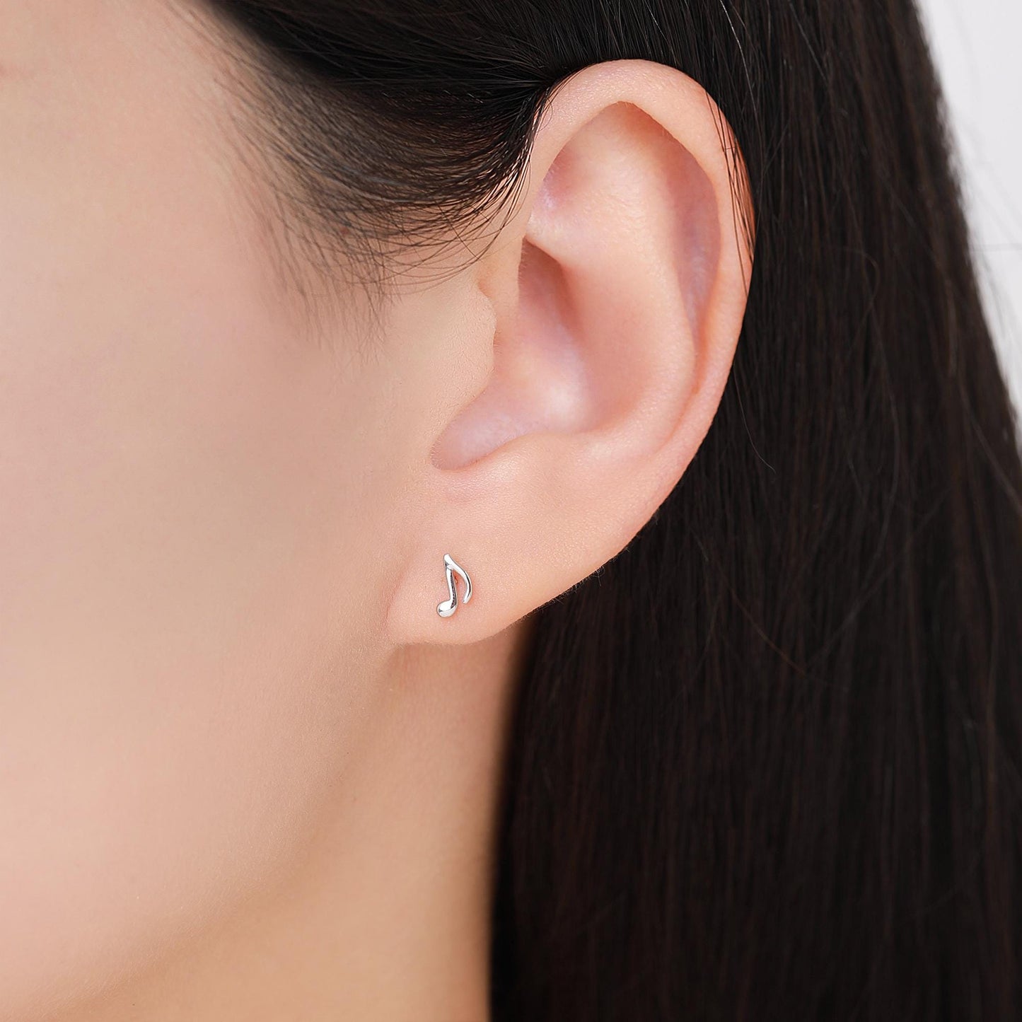 Music Notes Screw Back / Flat Back / Stud Earrings in Sterling Silver, Mismatched Music Symbol Stud Earrings