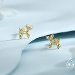 Balloon Dog Stud Earrings in Sterling Silver - Quirky Poodle Dog Earrings - Silver or Gold or Rose Gold, Fun, Whimsical and Pretty