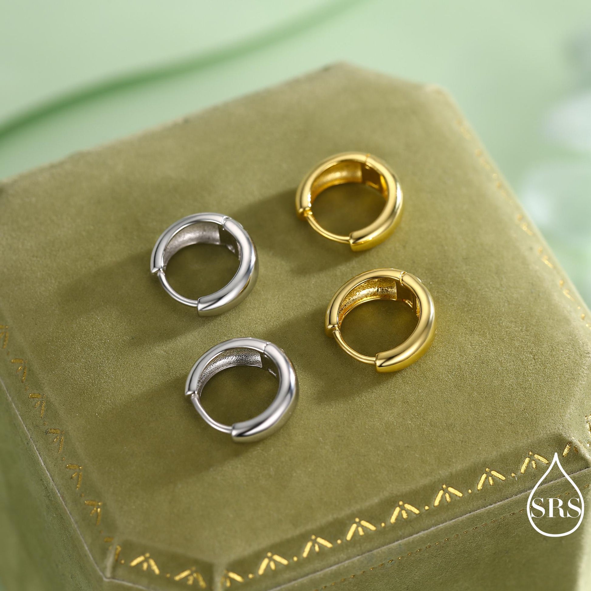 Mini Chunky Hoop Earrings in Sterling Silver, Chubby Hoop Earrings, Chunky Hoop Earrings, Silver or Gold