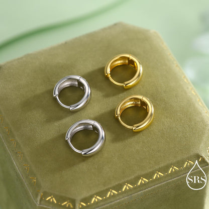 Mini Chunky Hoop Earrings in Sterling Silver, Chubby Hoop Earrings, Chunky Hoop Earrings, Silver or Gold