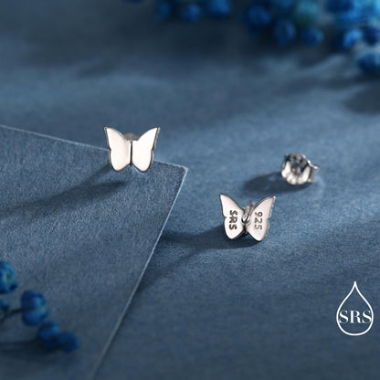 Butterfly Stud Earrings in Sterling Silver, Cute Dainty Minimal Jewellery