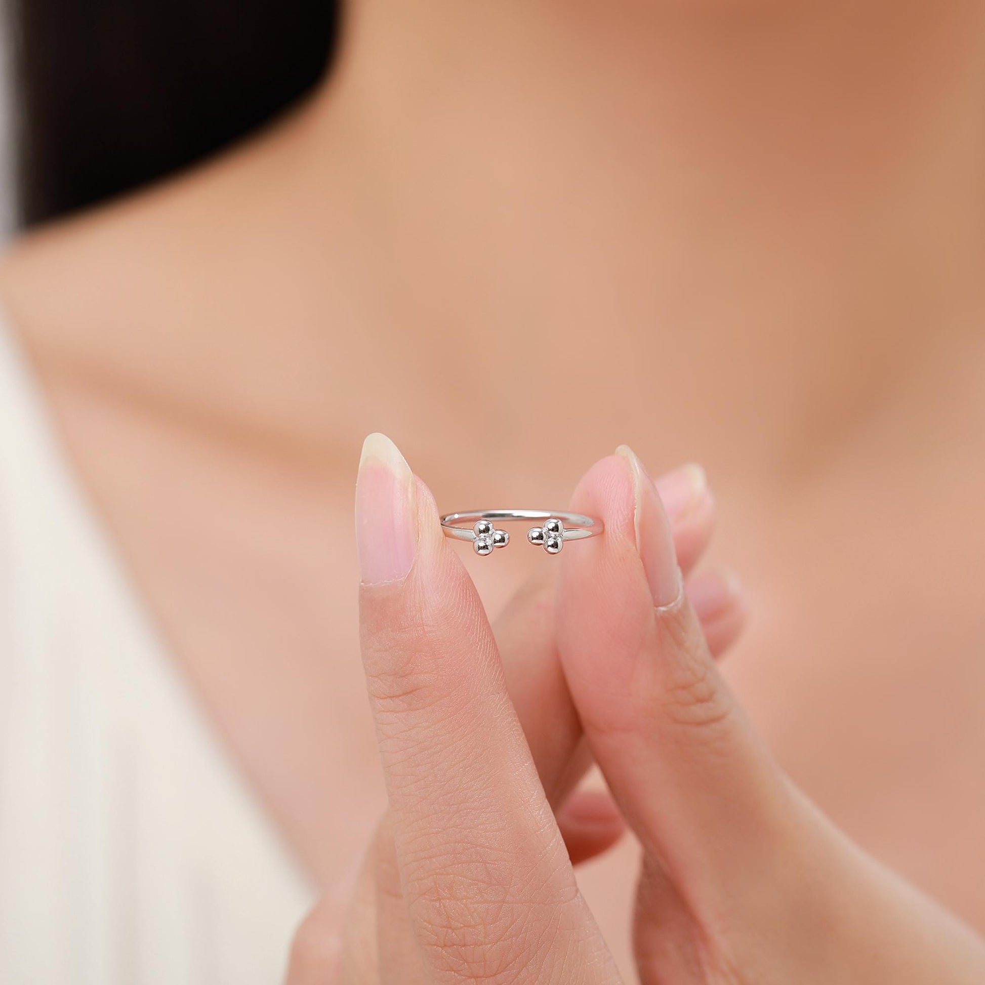 Sterling Silver Three Dot Ring, Adjustable Sized Ring, Three Ball Ring, Trinity Ring, Open Ring, Stacking Rings