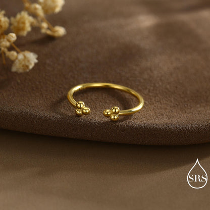 Sterling Silver Three Dot Ring, Adjustable Sized Ring, Three Ball Ring, Trinity Ring, Open Ring, Stacking Rings