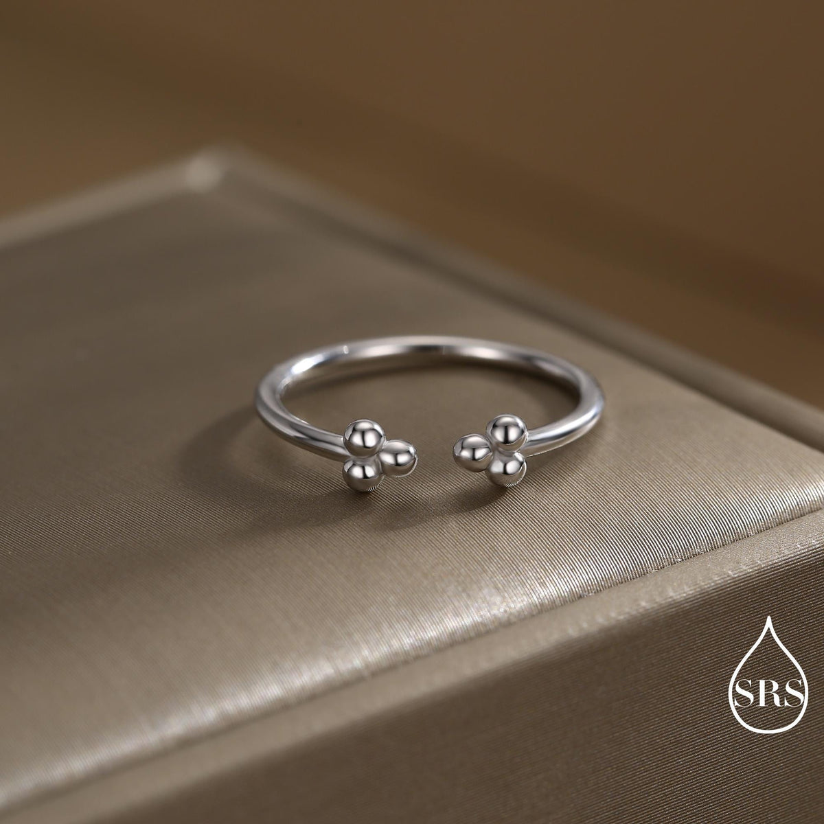Sterling Silver Three Dot Ring, Adjustable Sized Ring, Three Ball Ring, Trinity Ring, Open Ring, Stacking Rings