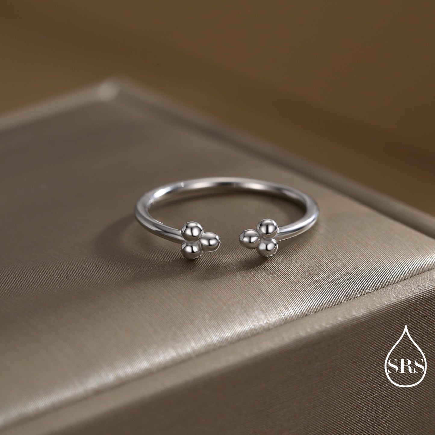 Sterling Silver Three Dot Ring, Adjustable Sized Ring, Three Ball Ring, Trinity Ring, Open Ring, Stacking Rings