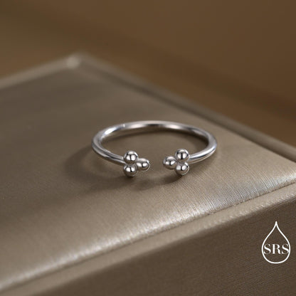 Sterling Silver Three Dot Ring, Adjustable Sized Ring, Three Ball Ring, Trinity Ring, Open Ring, Stacking Rings