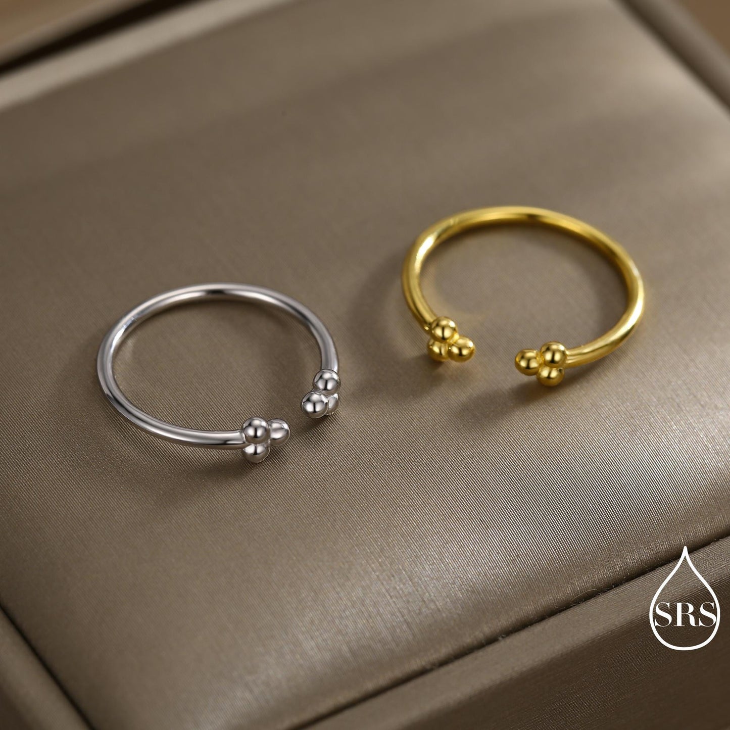 Sterling Silver Three Dot Ring, Adjustable Sized Ring, Three Ball Ring, Trinity Ring, Open Ring, Stacking Rings