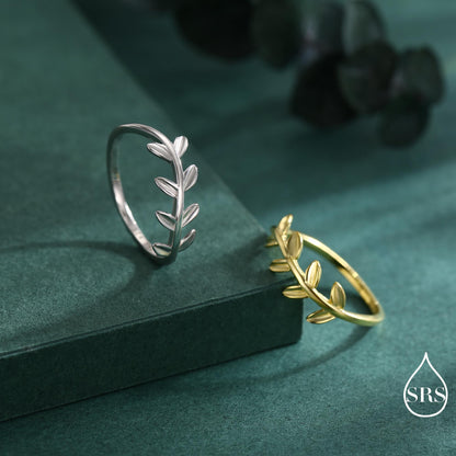 Sterling Silver Olive Leaf Ring, Dainty Leaf Ring, Olive Branch Nature Inspired Jewellery US 5 - 8