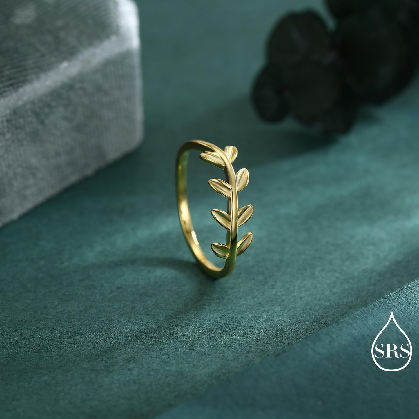 Sterling Silver Olive Leaf Ring, Dainty Leaf Ring, Olive Branch Nature Inspired Jewellery US 5 - 8