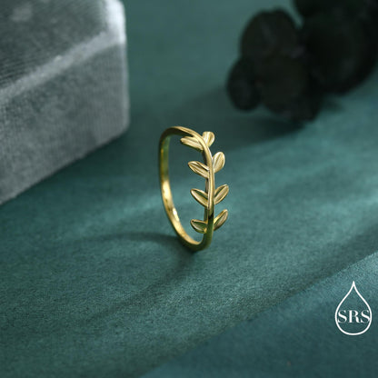 Sterling Silver Olive Leaf Ring, Dainty Leaf Ring, Olive Branch Nature Inspired Jewellery US 5 - 8